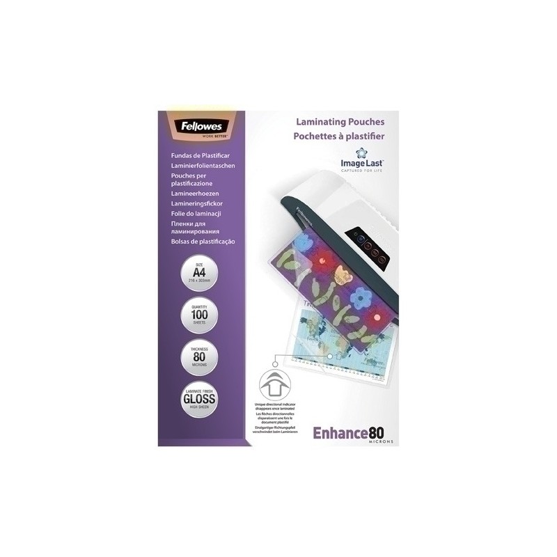 FUNDA PLASTIF. FELLOW. A4 80µ P/100
