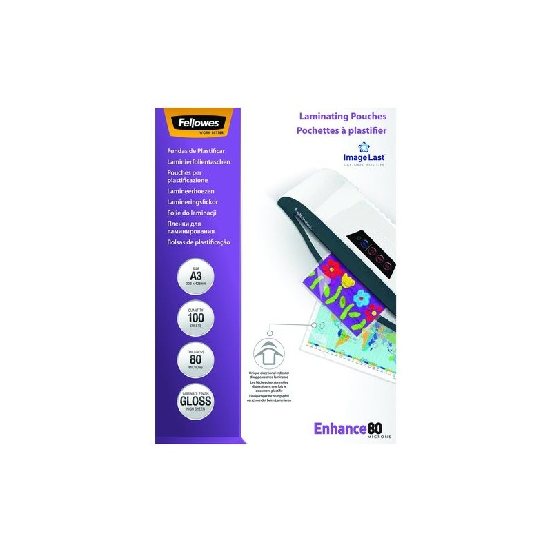 FUNDA PLASTIF. FELLOW. A3 80µ P/100