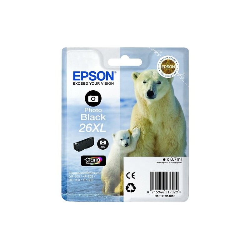 CART.IJ.EPSON T263140 Nº26XL PHOTO NEGRO