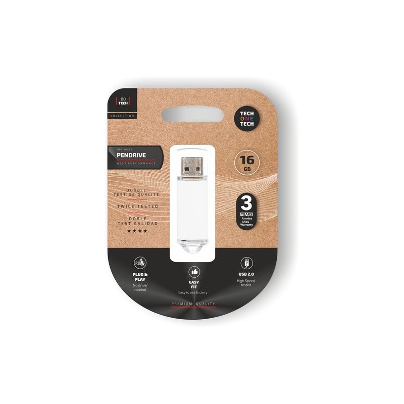 MEMORIA USB 16GB TECHONE BASIC BLANCO
