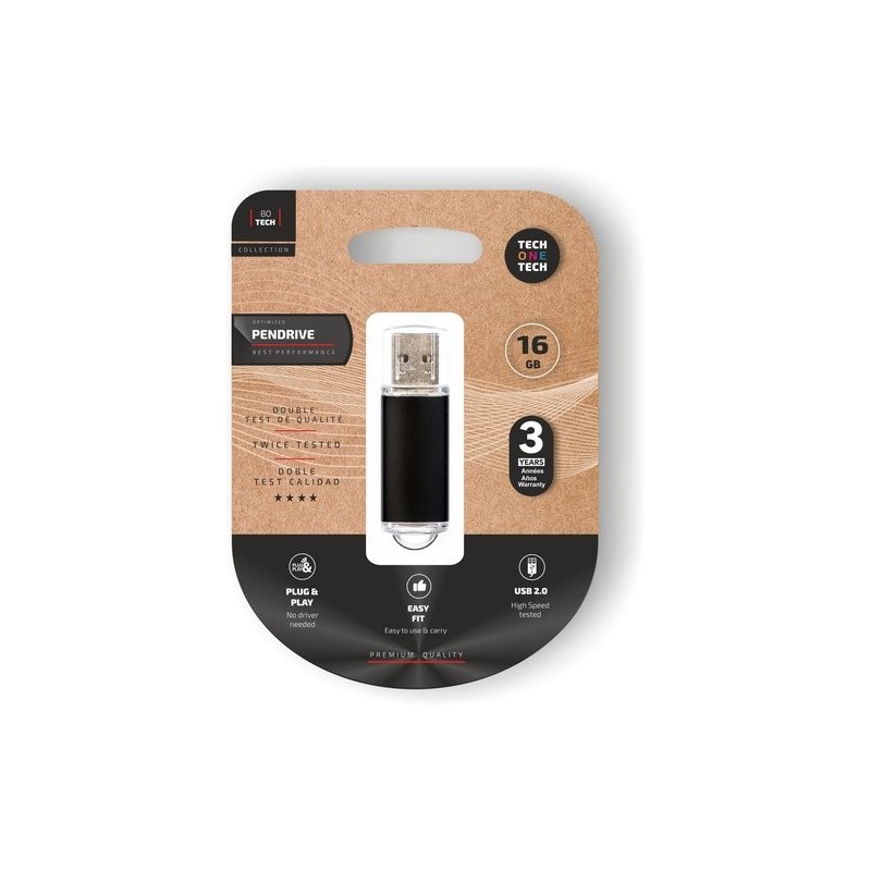 MEMORIA USB 16GB TECHONE BASIC NEGRO
