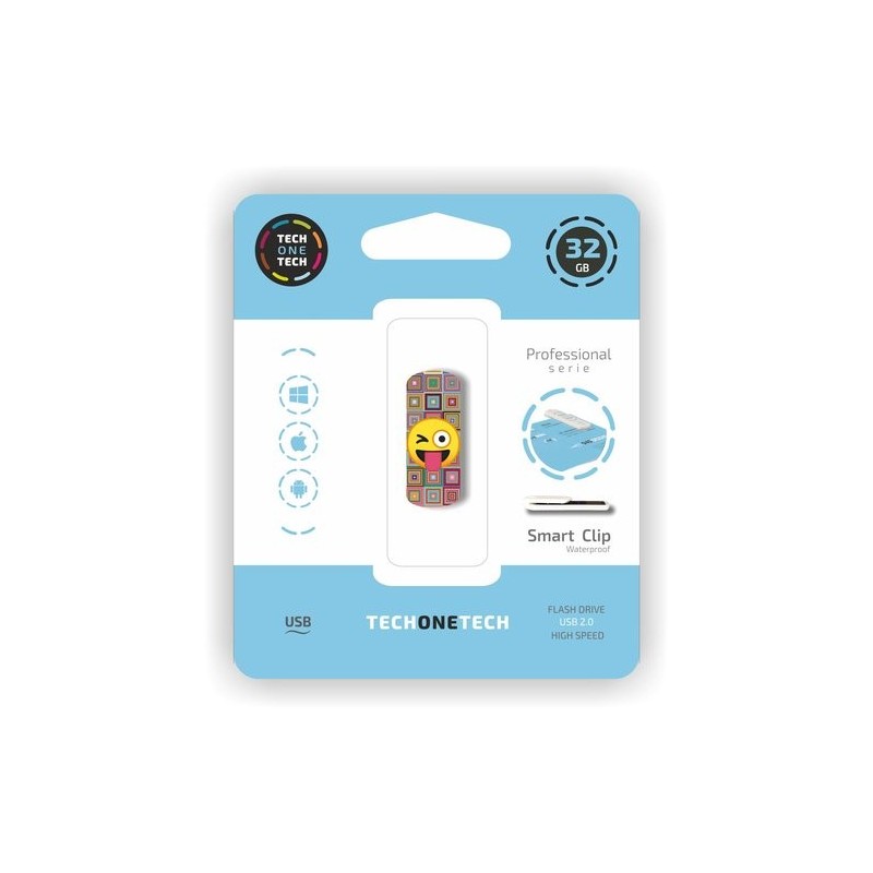 MEMORIA USB 32GB TECHONE EMOJI GUIÑO