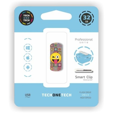 MEMORIA USB 32GB TECHONE EMOJI GUIÑO