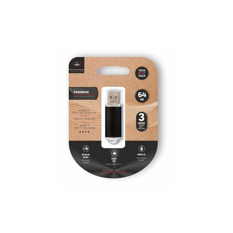 MEMORIA USB 64GB TECHONE BASIC NEGRO
