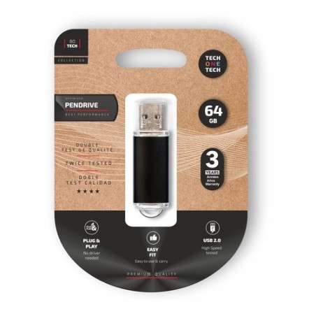 MEMORIA USB 64GB TECHONE BASIC NEGRO